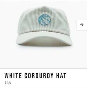 White Corduroy Cap with Blue Embroidered Basketball